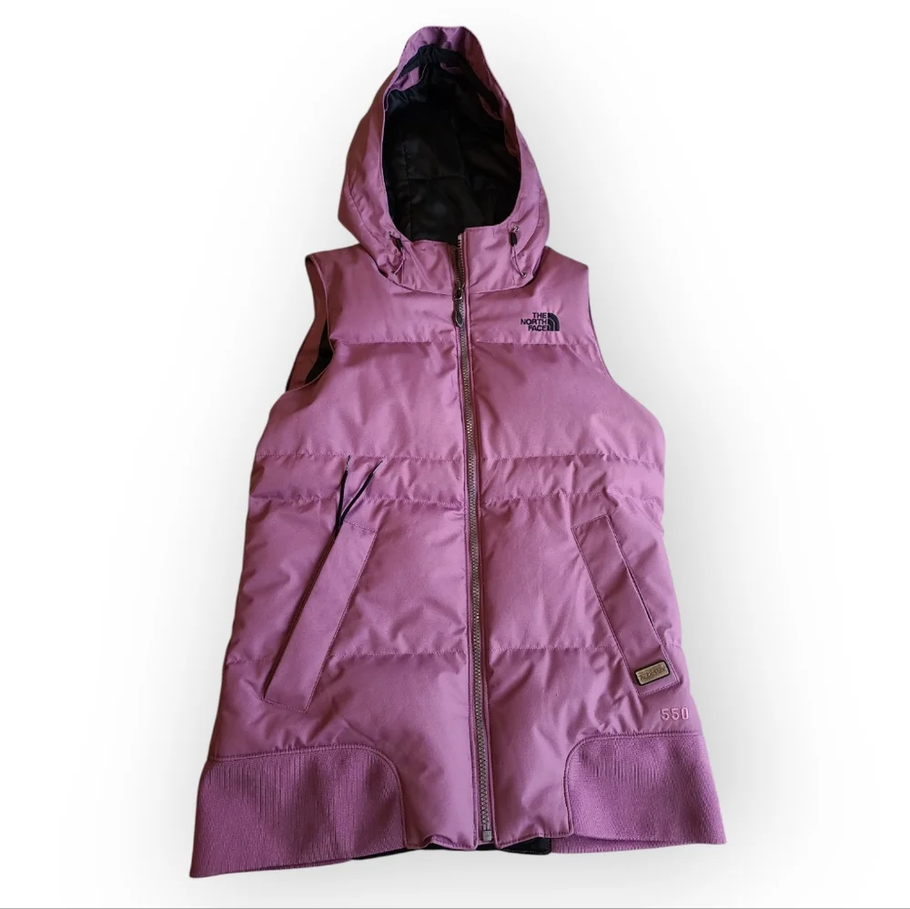 The North Face Purple Deluxe GOOSE Down Hooded Vest